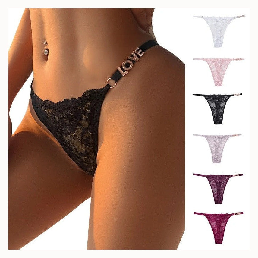 Women's Floral Pattern Low Rise Thong with Side Straps