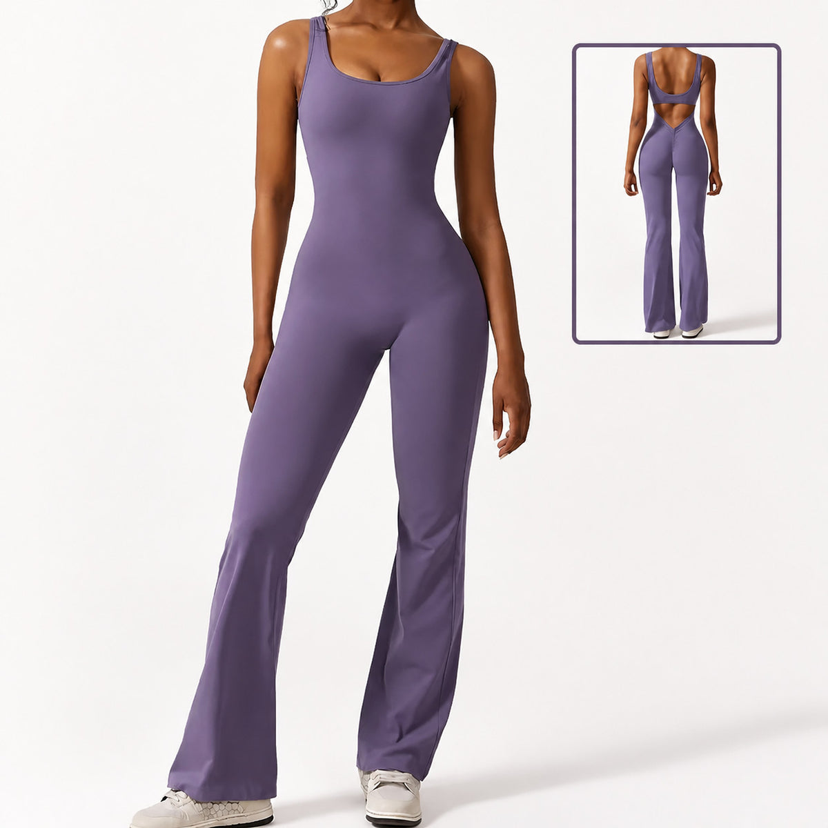 Women's Sleeveless Open Back Flare Jumpsuit