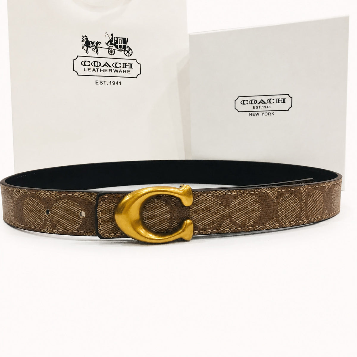 Women's Patterned Adjustable Belt with Oversized Curved Buckle