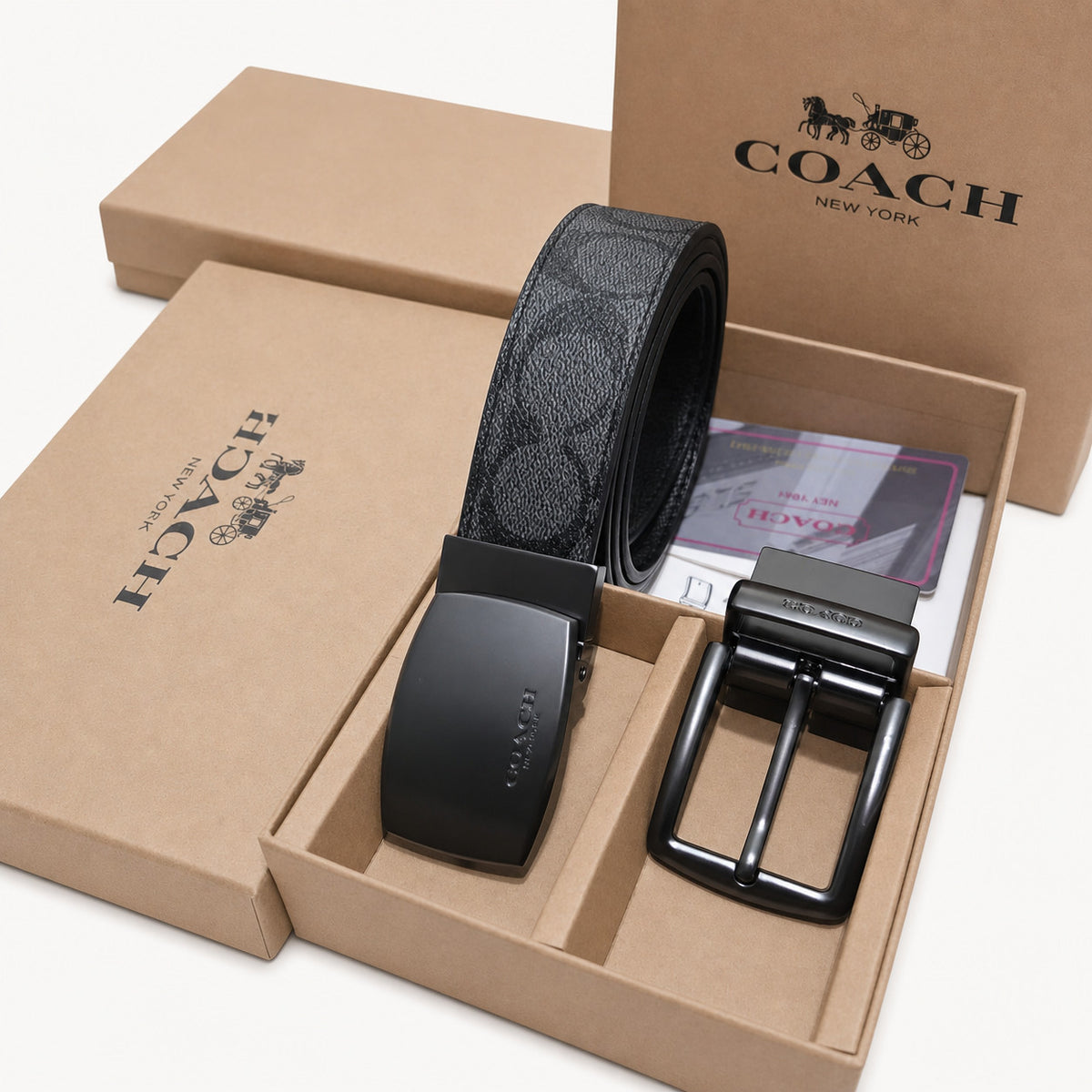 Men's Interchangeable Belt Gift Set with Multiple Buckles