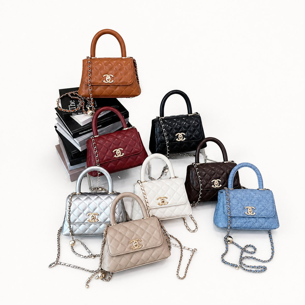 Quilted Flap Crossbody Handbag with Top Handle