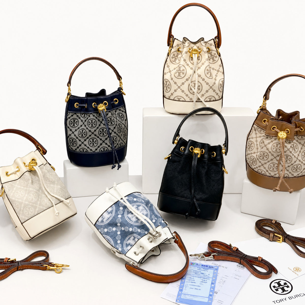 Women's Monogram Bucket Bag With Crossbody Strap
