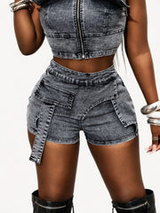 In Stock - 16212 Amazon Cross-border Europe and America Foreign Trade Sexy Hot Girl High-Waist Stretch Women's Denim Shorts