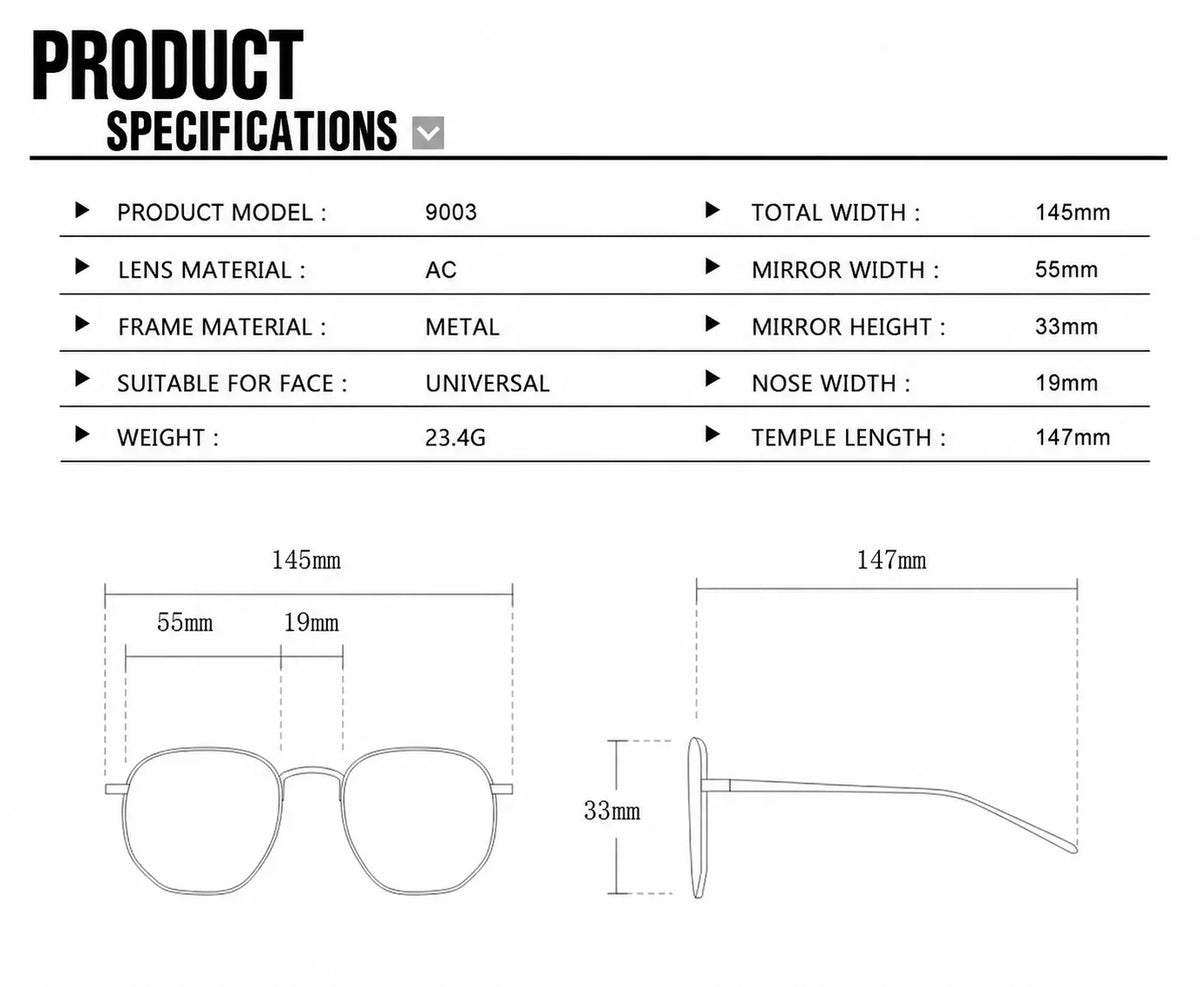 Rimless Square Sunglasses with Decorative Chain Side Detailing and UV400 Protection
