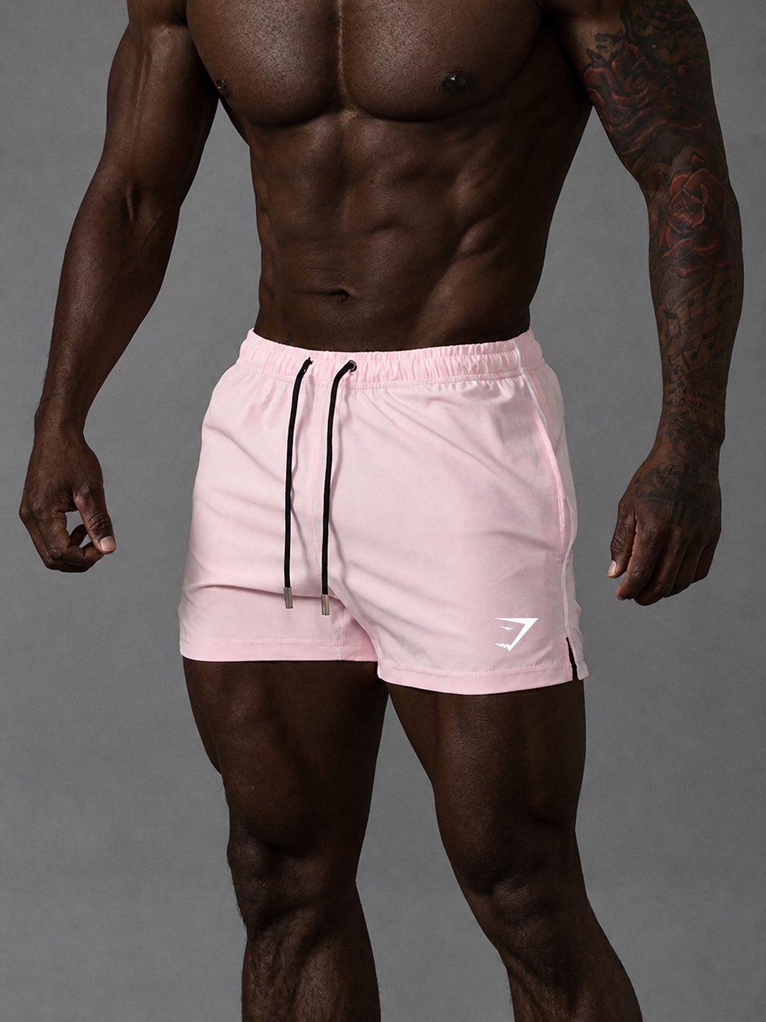 Men's Running Shorts with Elastic Drawstring Waist and Side Stripe