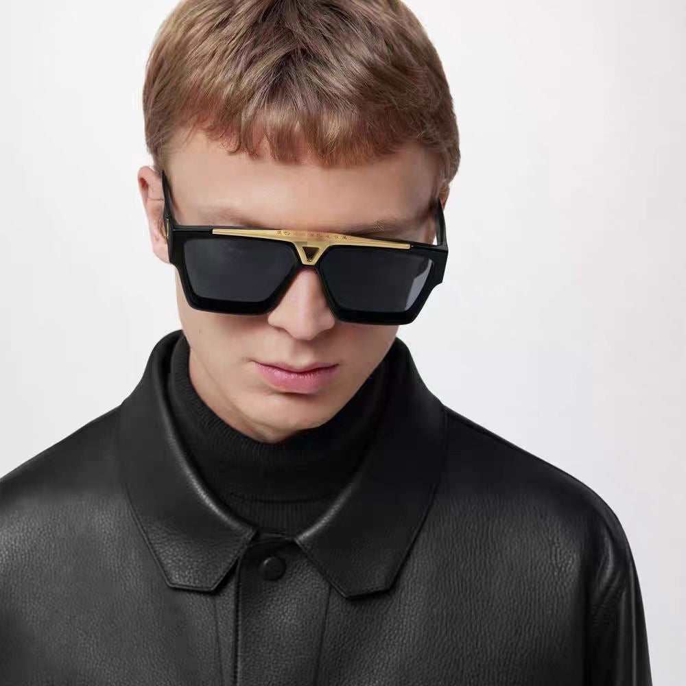 Square Full Rim Sunglasses with UV400 Protection and Metal Accents