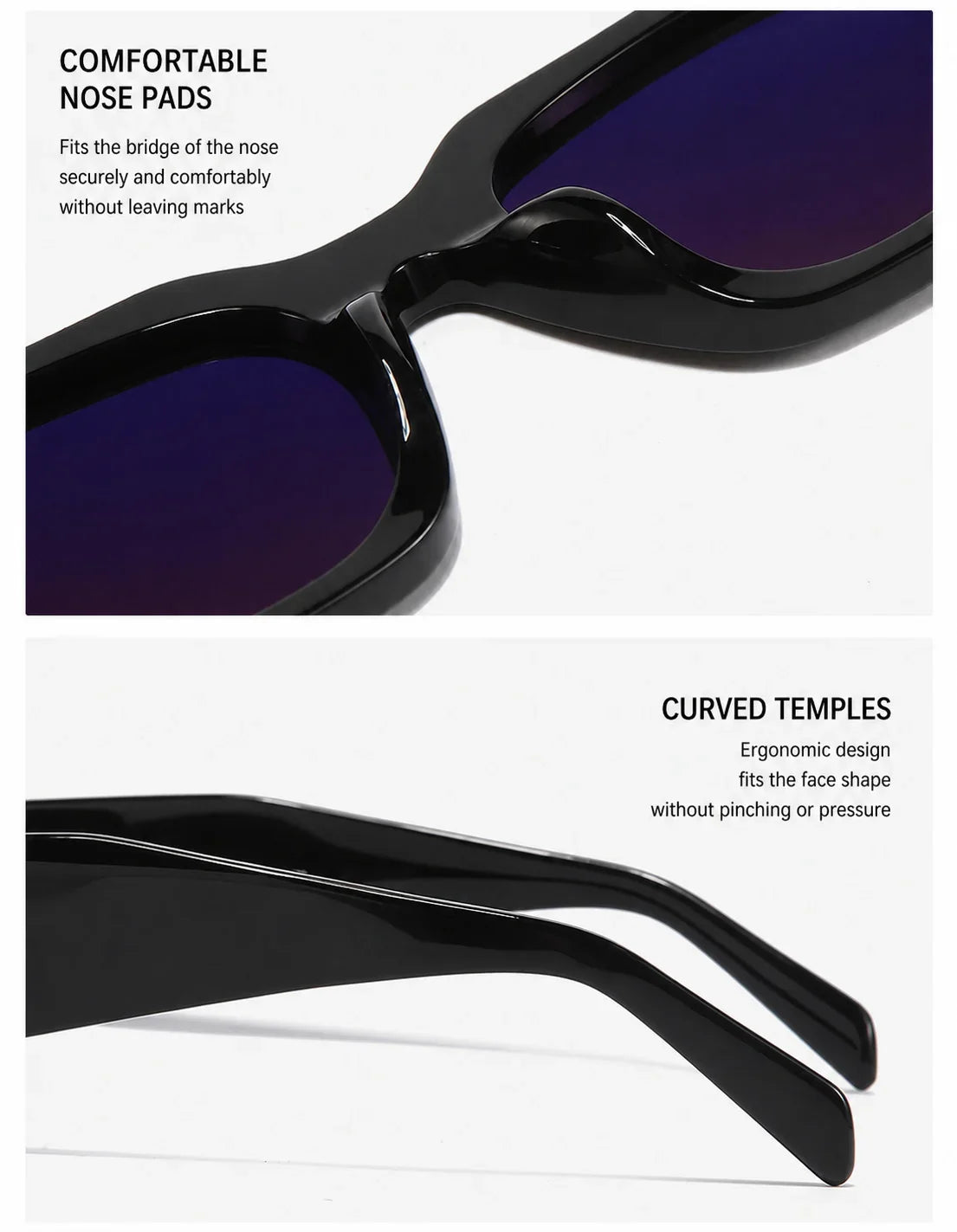 Angular Square Frame Sunglasses with Tinted Lenses and Wide Temples