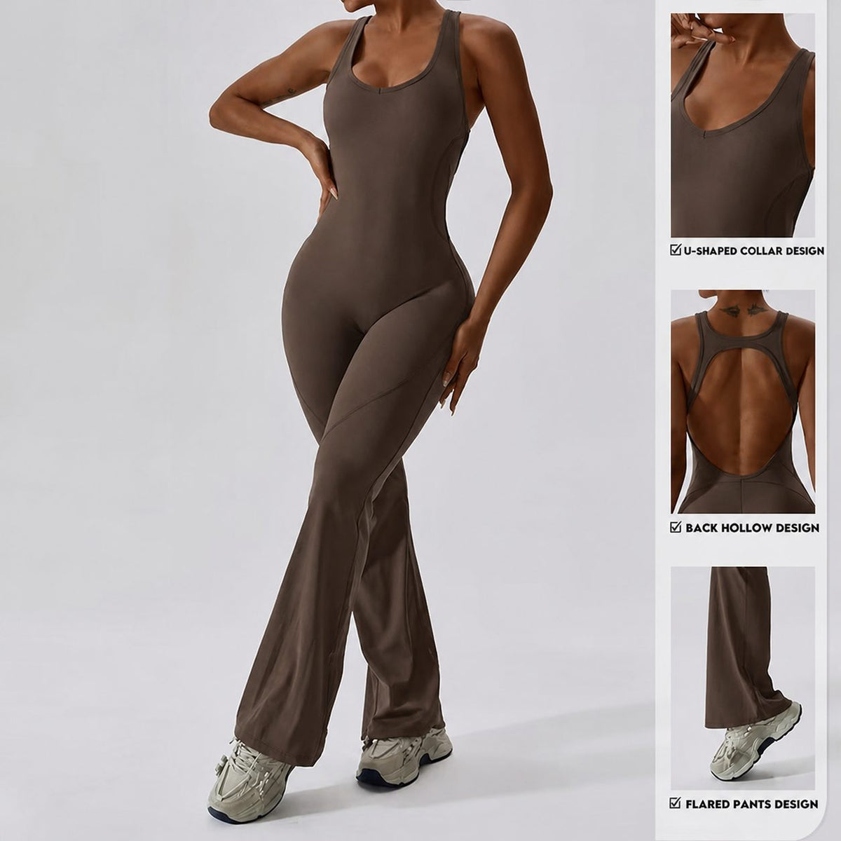 Women's Performance V Jumpsuit Gym Set - Yoga and Fitness Bodysuit