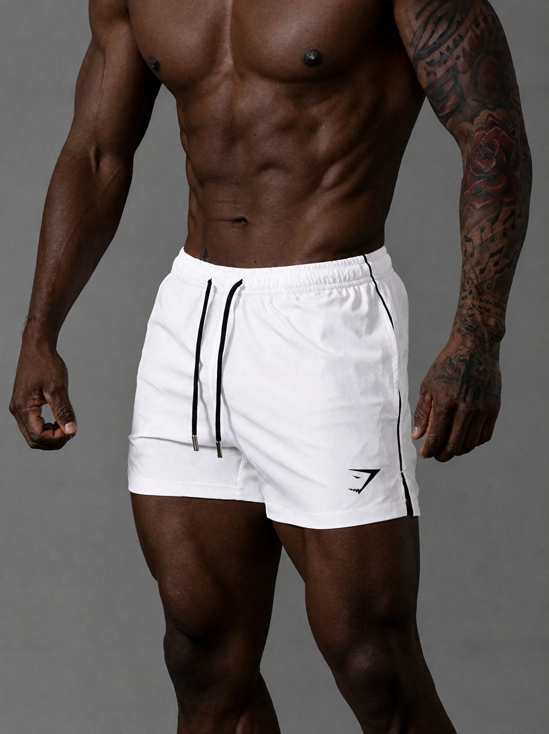 Men's Running Shorts with Elastic Drawstring Waist and Side Stripe