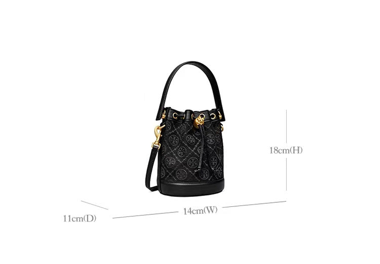 Bucket Bag with Drawstring Closure and Detachable Crossbody Strap