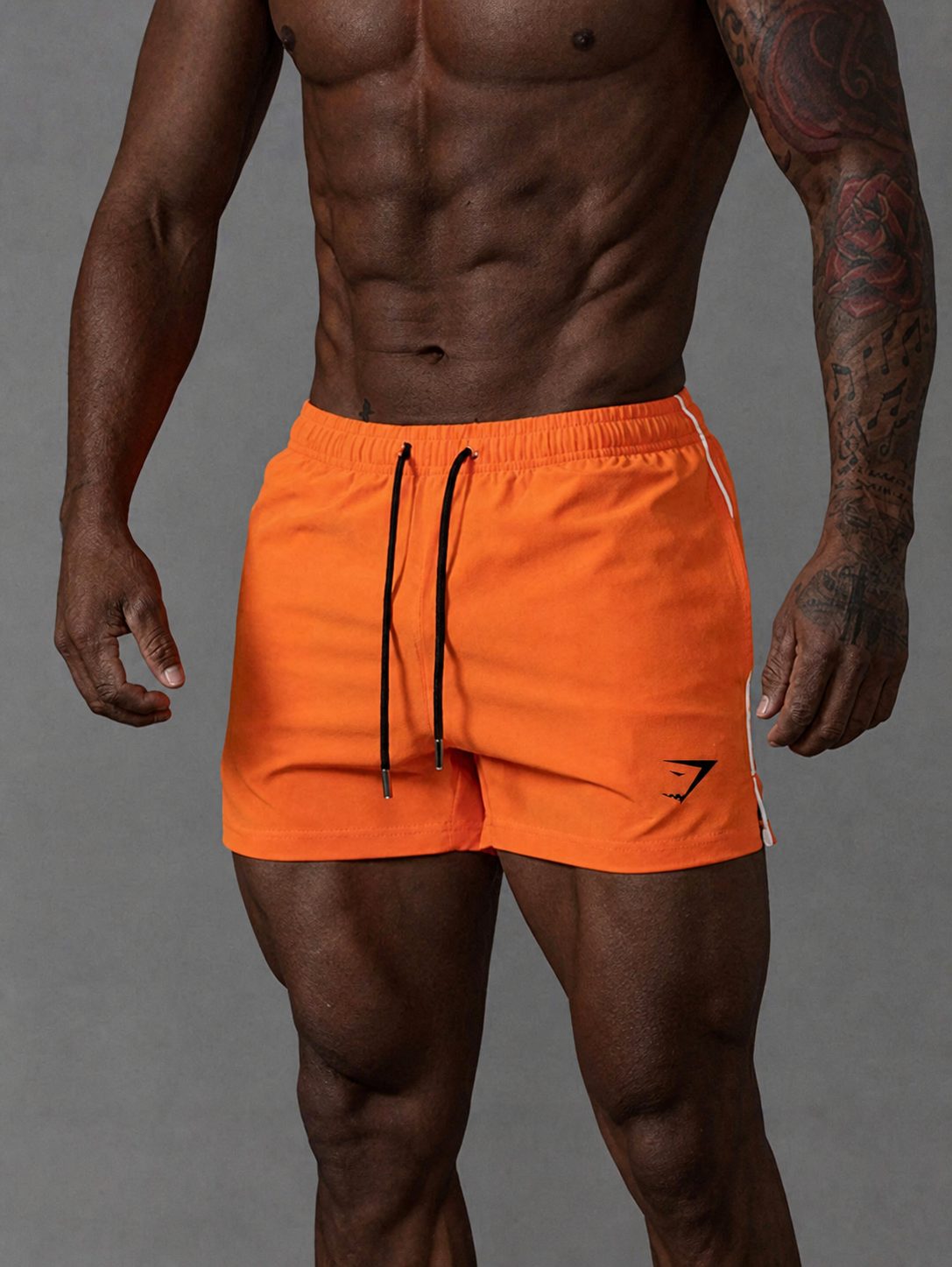 Men's Running Shorts with Elastic Drawstring Waist and Side Stripe