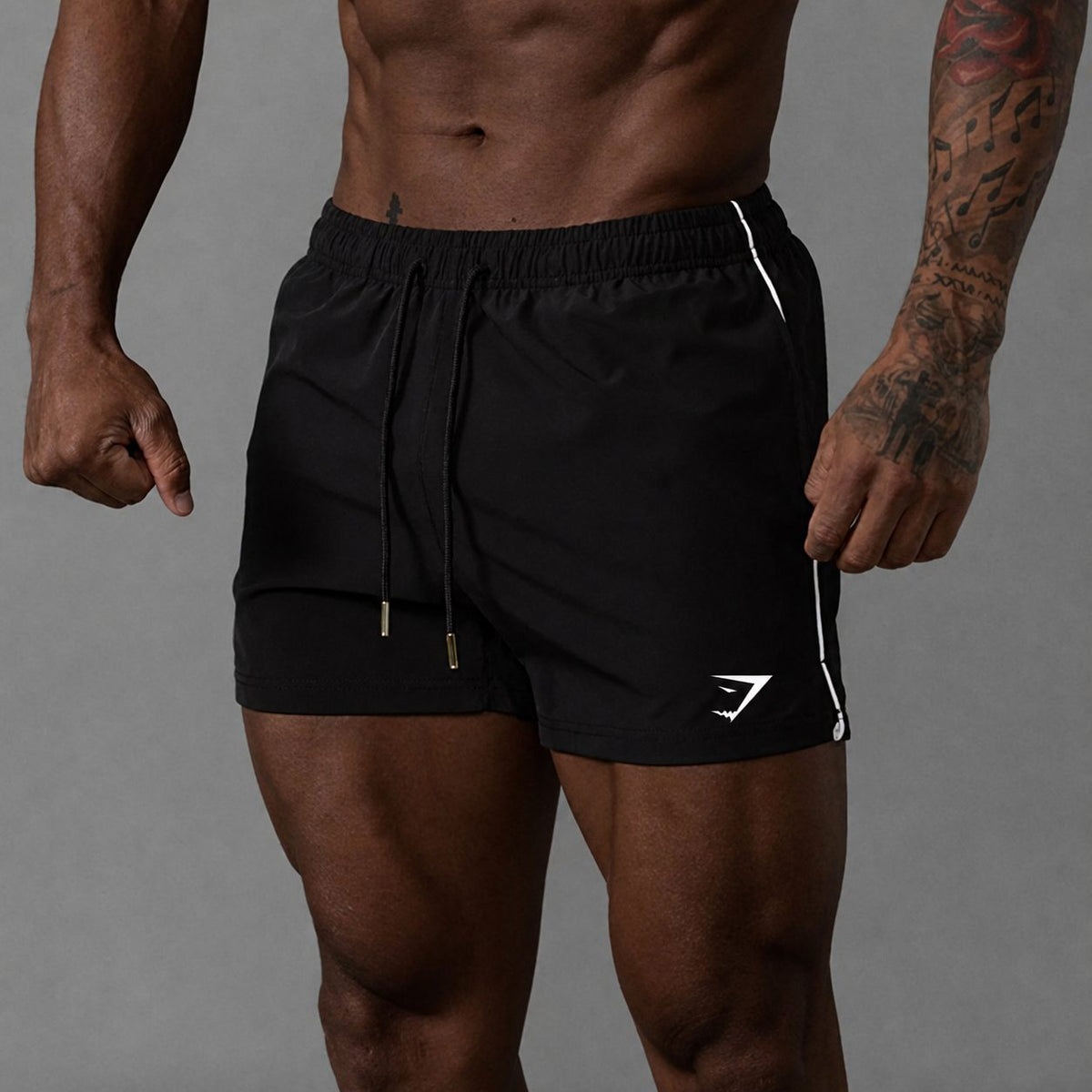Men's Running Shorts with Elastic Drawstring Waist and Side Stripe