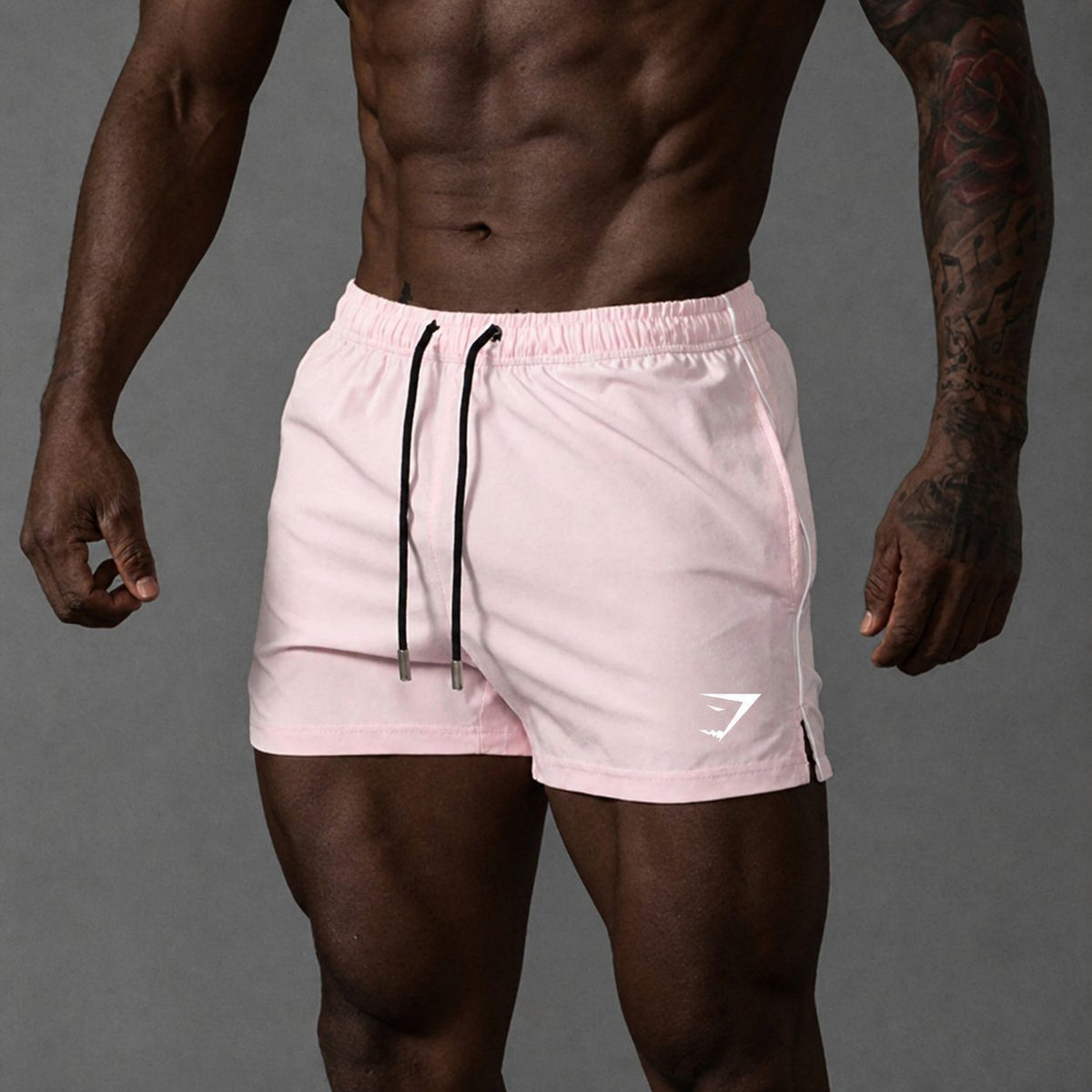 Men's Running Shorts with Elastic Drawstring Waist and Side Stripe