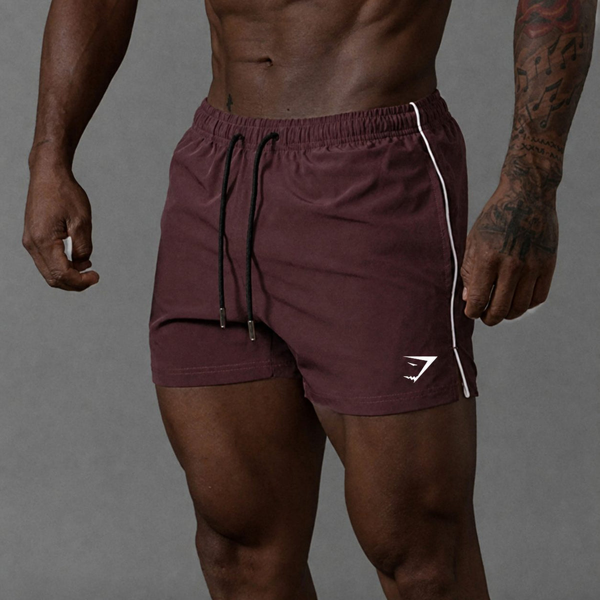 Men's Running Shorts with Elastic Drawstring Waist and Side Stripe