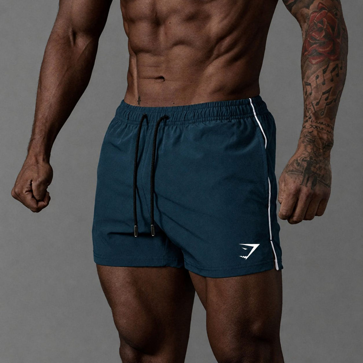 Men's Running Shorts with Elastic Drawstring Waist and Side Stripe