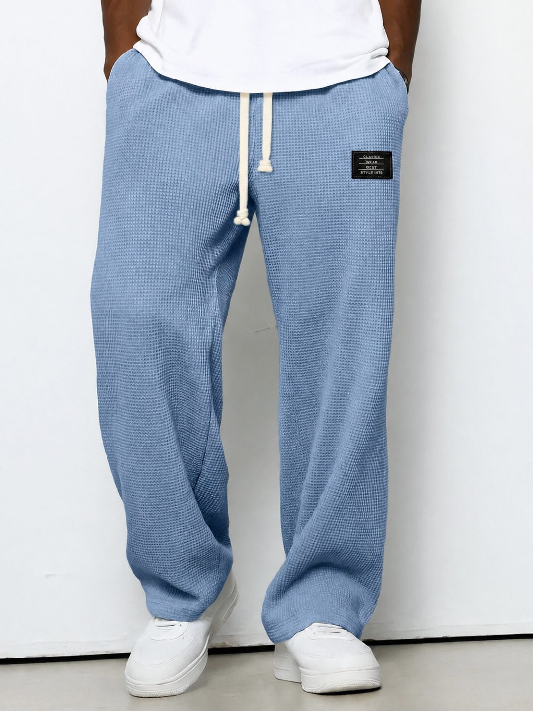 Men's Textured Knit Straight Leg Joggers with Drawstring Waist and Side Pockets