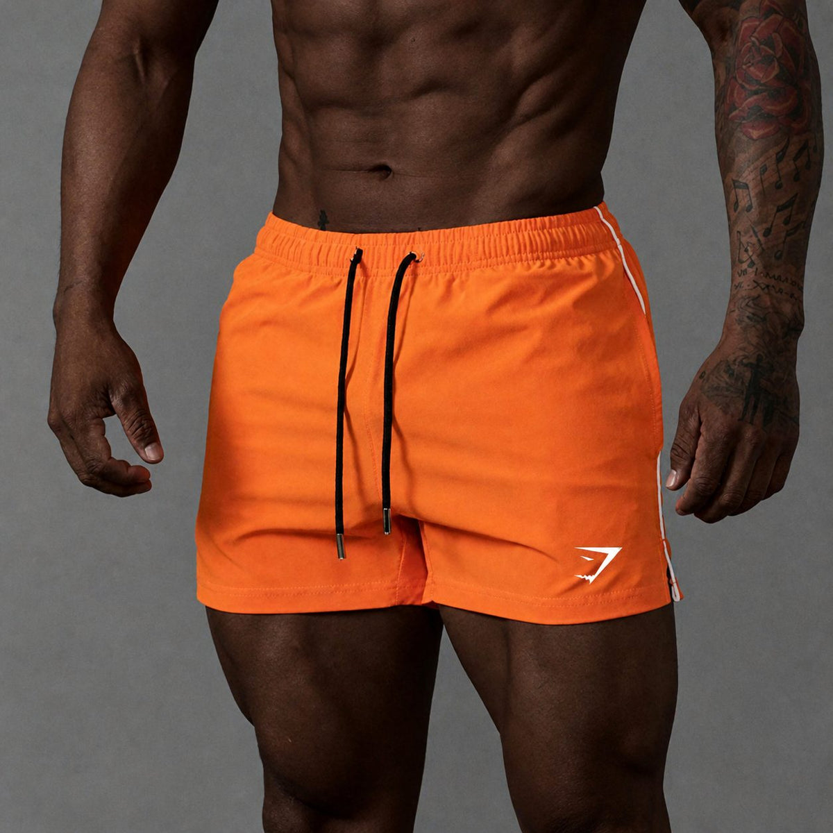 Men's Running Shorts with Elastic Drawstring Waist and Side Stripe