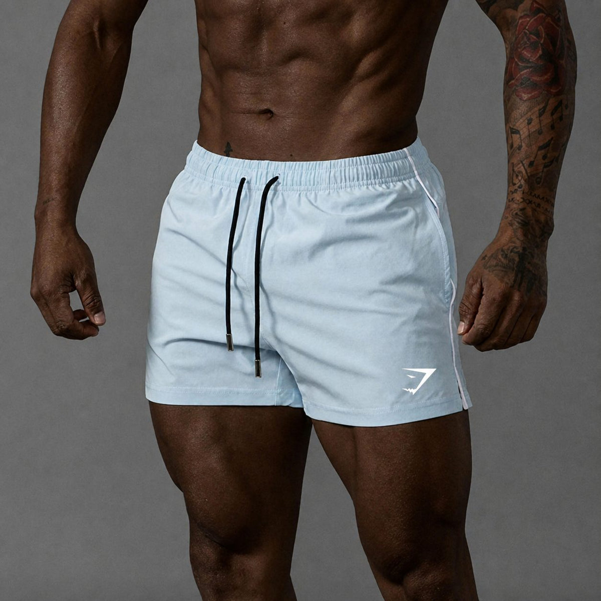 Men's Running Shorts with Elastic Drawstring Waist and Side Stripe