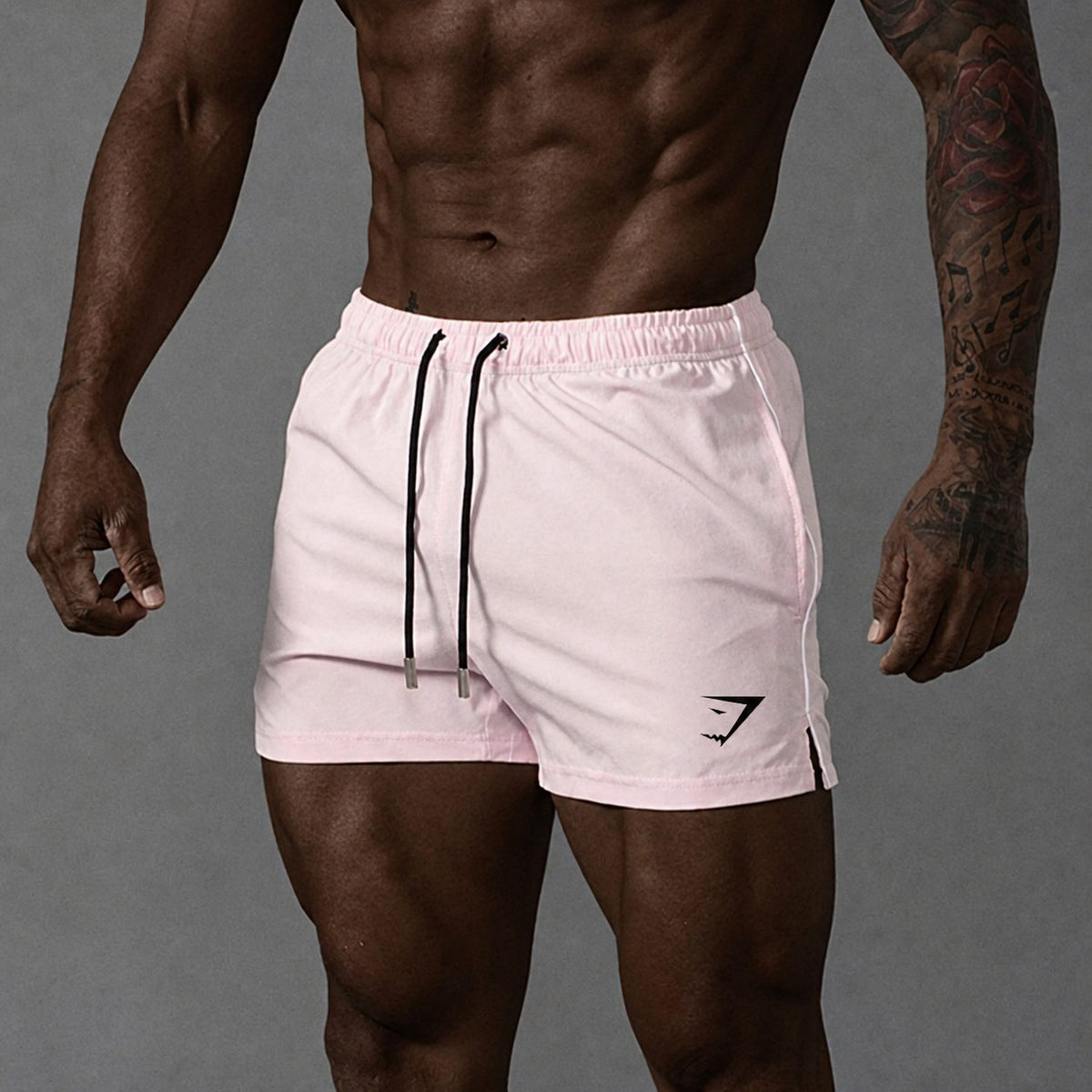 Men's Running Shorts with Elastic Drawstring Waist and Side Stripe