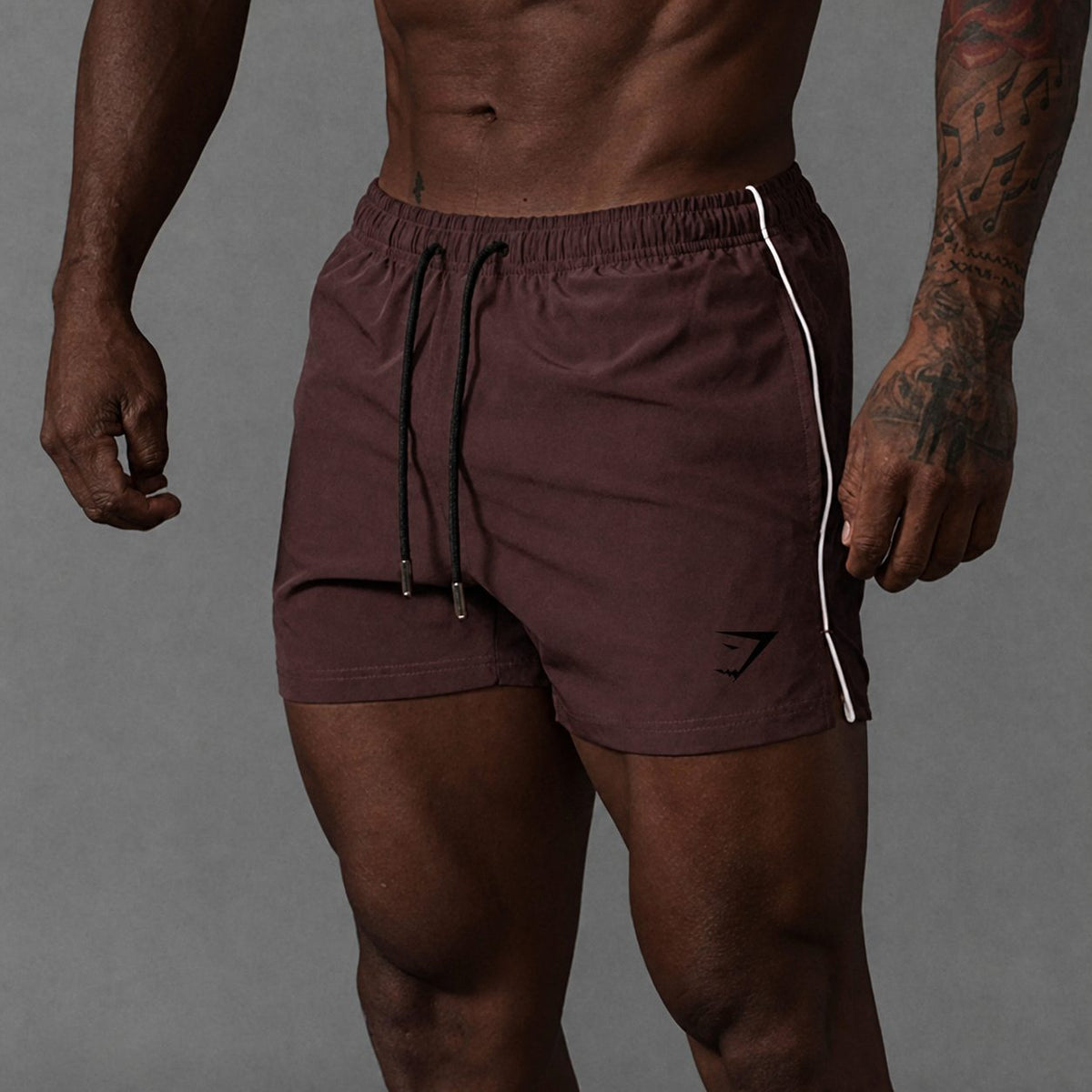Men's Running Shorts with Elastic Drawstring Waist and Side Stripe