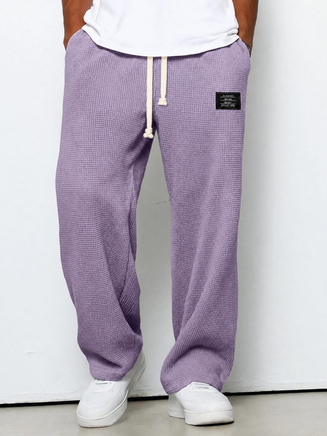 Men's Textured Knit Straight Leg Joggers with Drawstring Waist and Side Pockets
