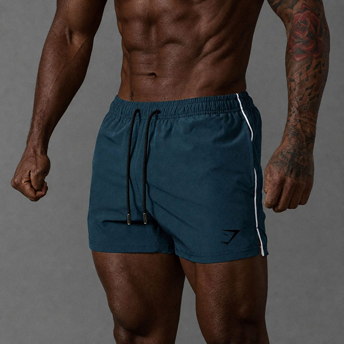 Men's Running Shorts with Elastic Drawstring Waist and Side Stripe