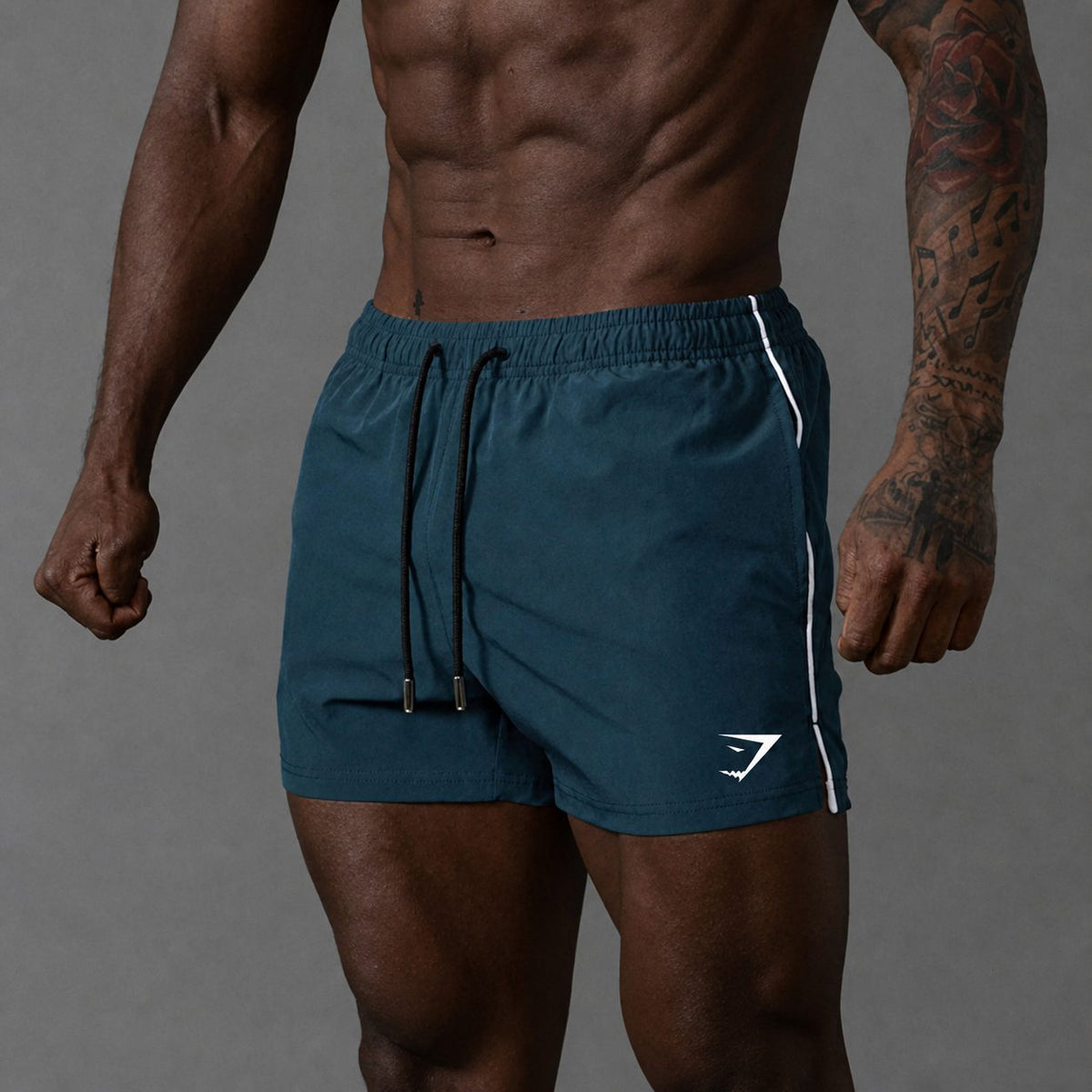 Men's Running Shorts with Elastic Drawstring Waist and Side Stripe