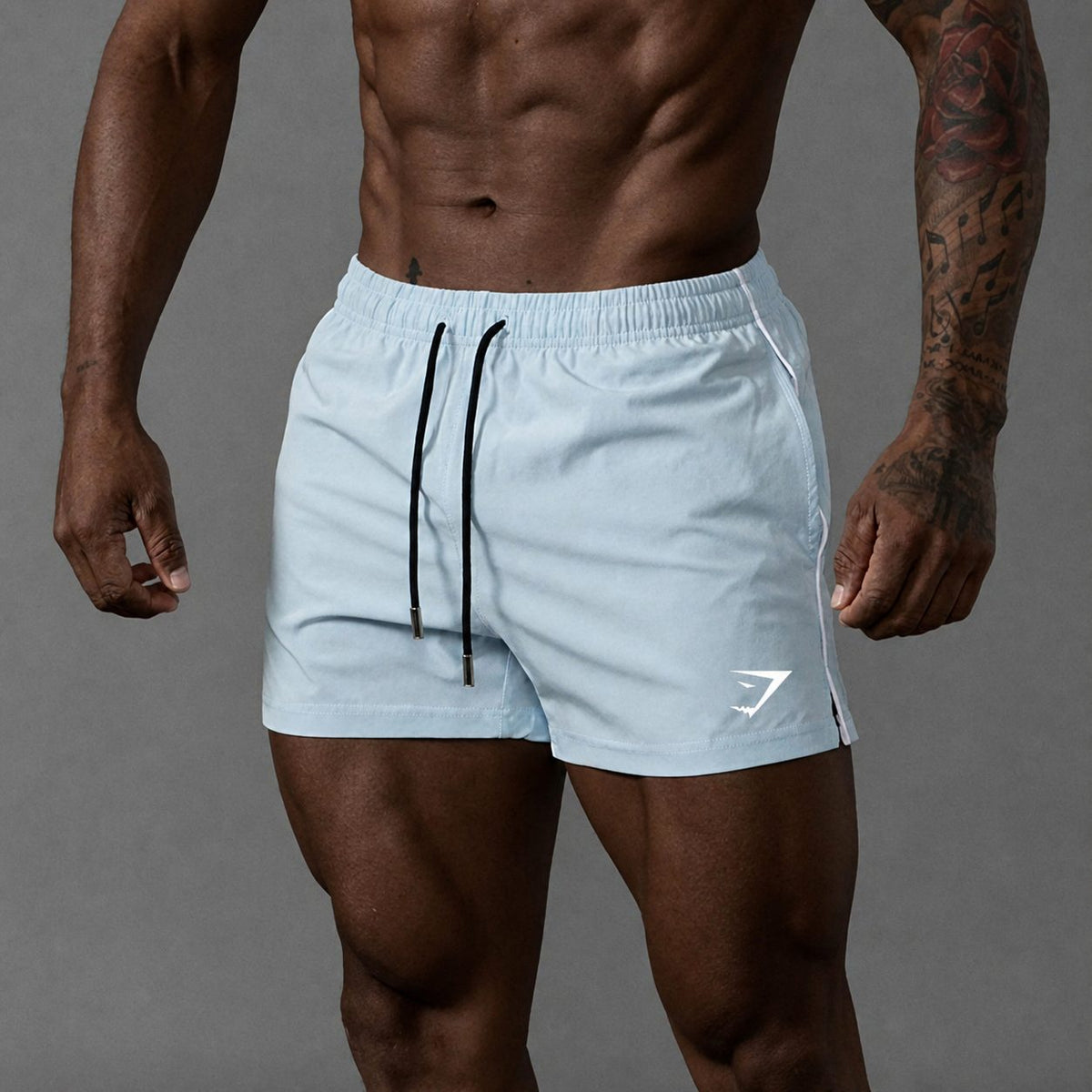 Men's Running Shorts with Elastic Drawstring Waist and Side Stripe