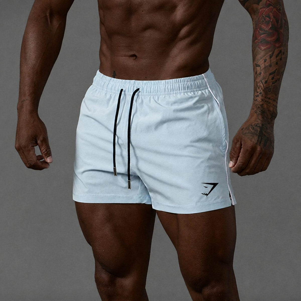 Men's Running Shorts with Elastic Drawstring Waist and Side Stripe