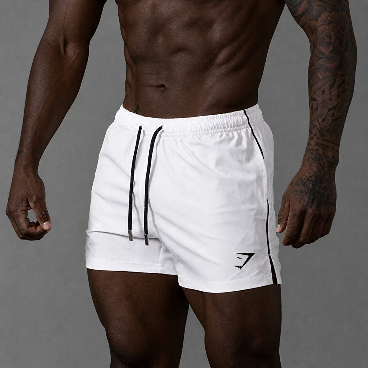 Men's Running Shorts with Elastic Drawstring Waist and Side Stripe