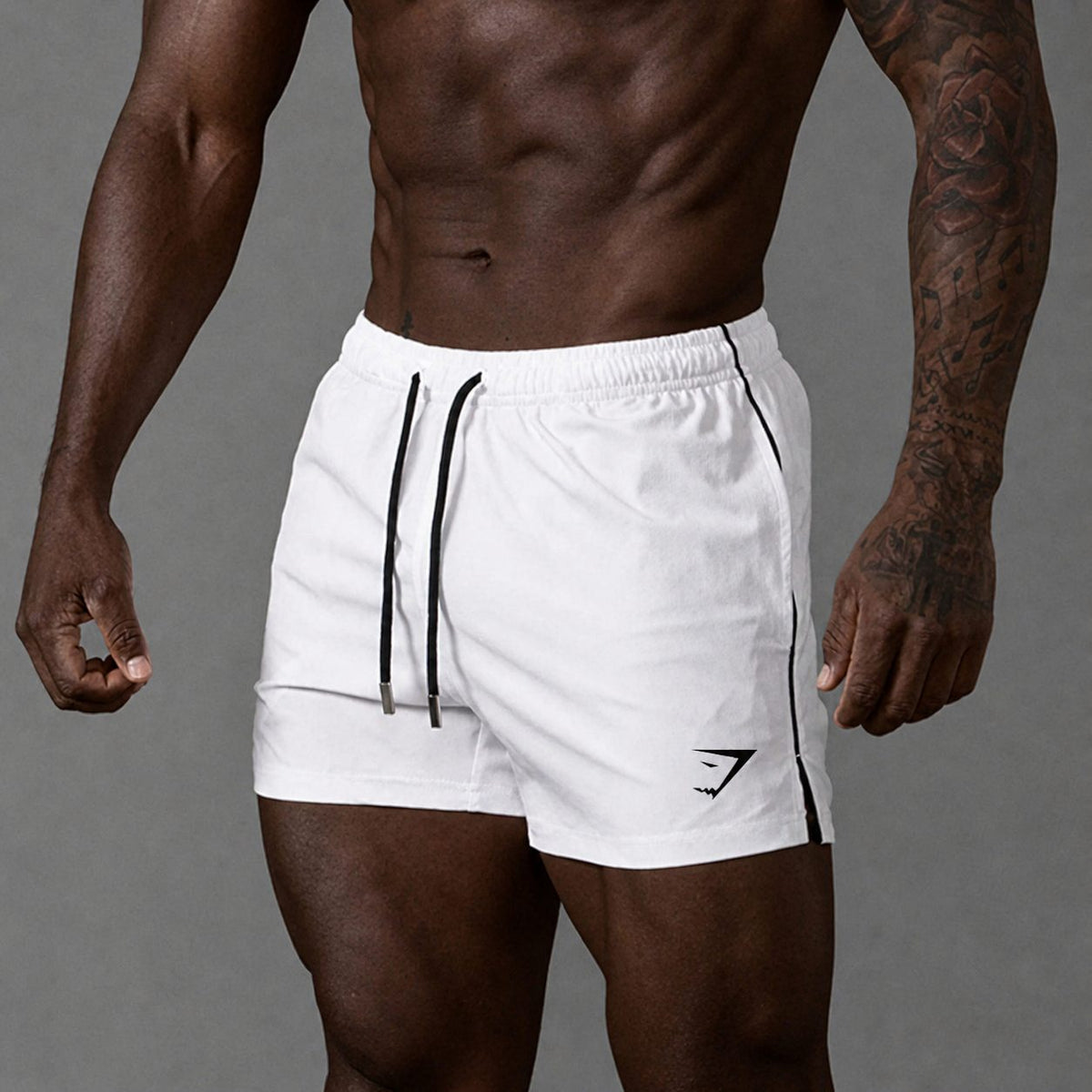 Men's Running Shorts with Elastic Drawstring Waist and Side Stripe