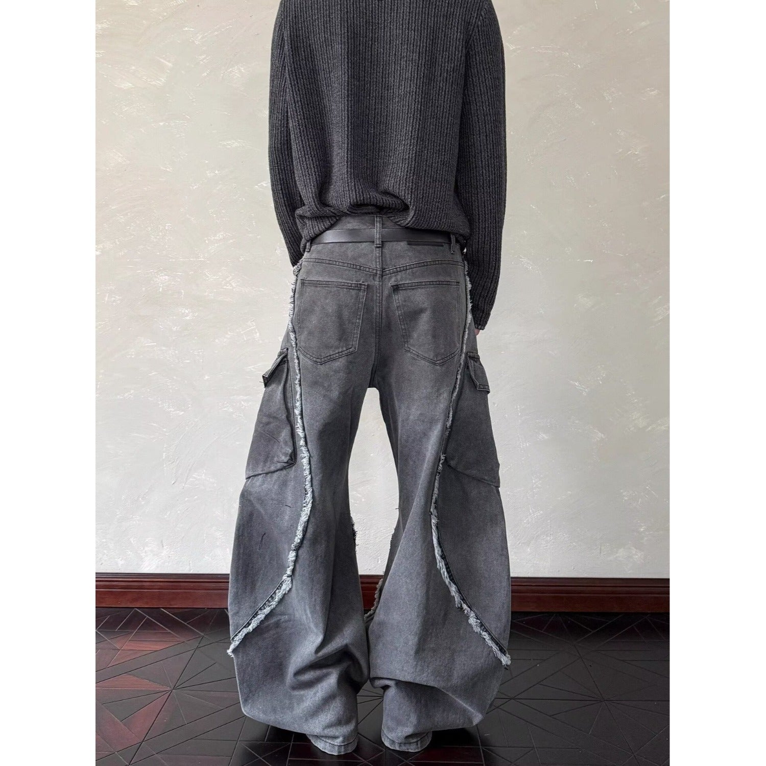 Patchwork Luxe Wide Leg Pants For Men
