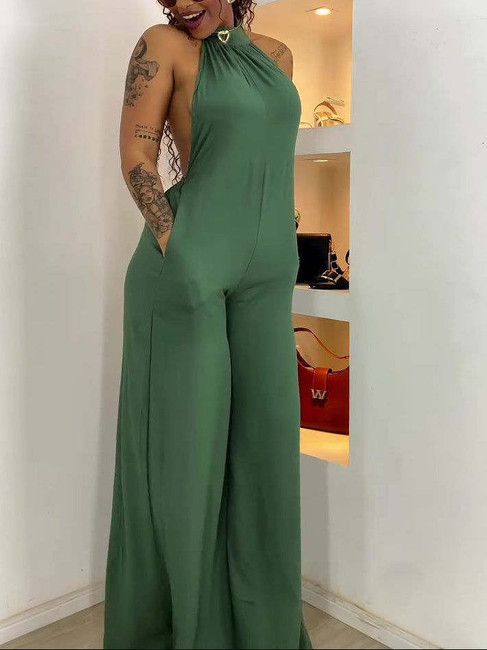 Elevate Luxe Backless Halter Neck Jumpsuit For Day To Night Elegance And Everyday Confidence