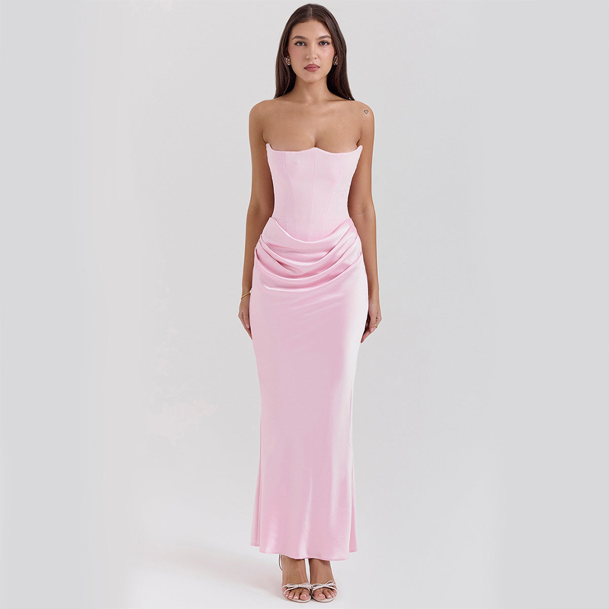 Elegant Backless Bandeau Tube Maxi Dress Evening Events Womens Fashion Gown Timeless
