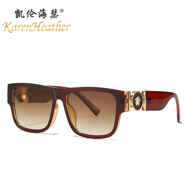 Oversized Square Sunglasses with Wide Temple Arms