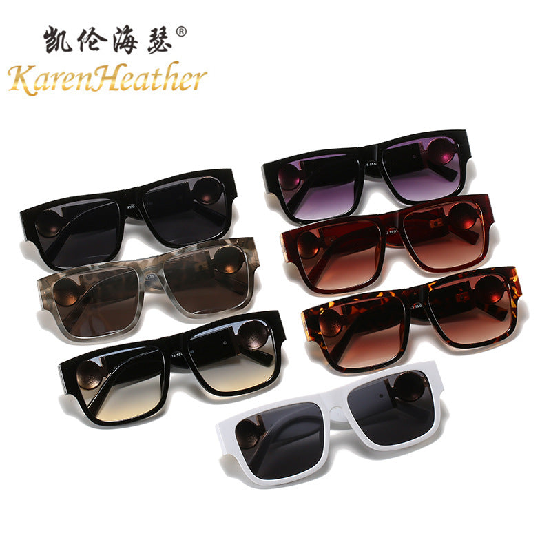 Oversized Square Sunglasses with Wide Temple Arms