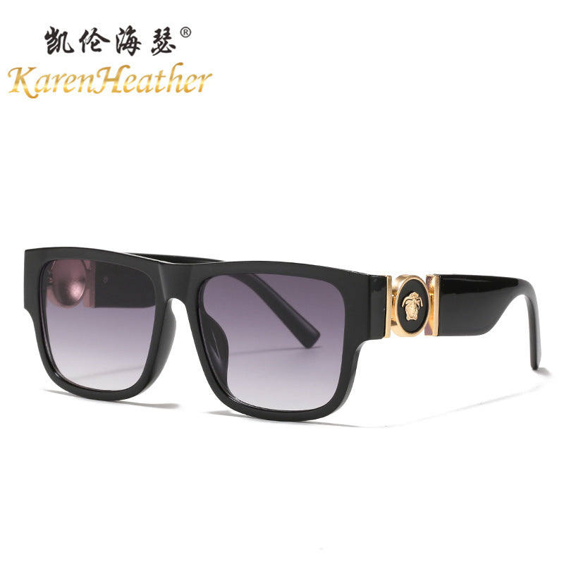 Oversized Square Sunglasses with Wide Temple Arms