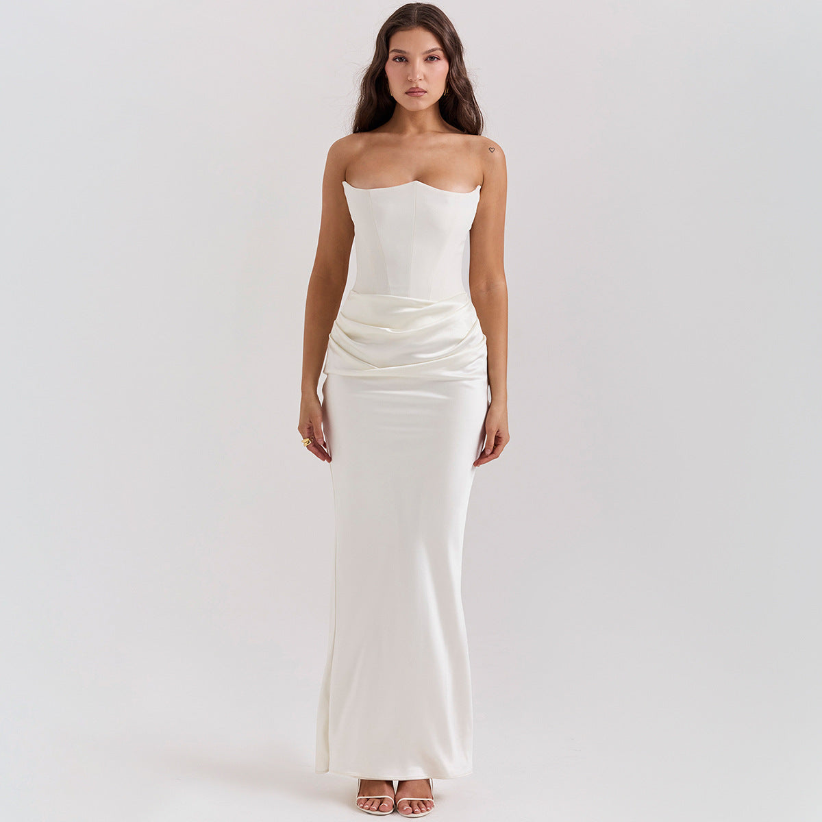 Elegant Backless Bandeau Tube Maxi Dress Evening Events Womens Fashion Gown Timeless