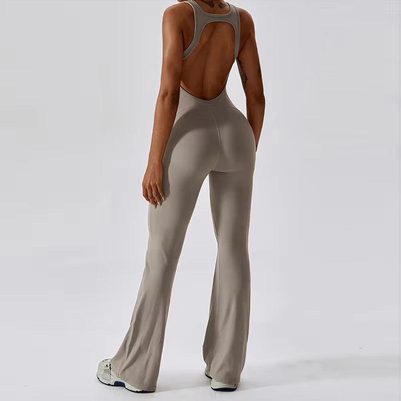 Women's Performance V Jumpsuit Gym Set - Yoga and Fitness Bodysuit
