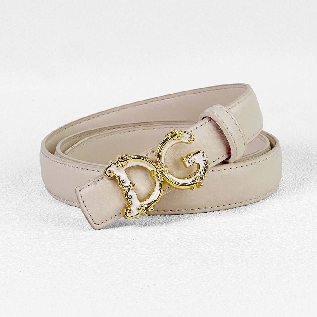Women's Slim Adjustable Belt with Ornate Buckle