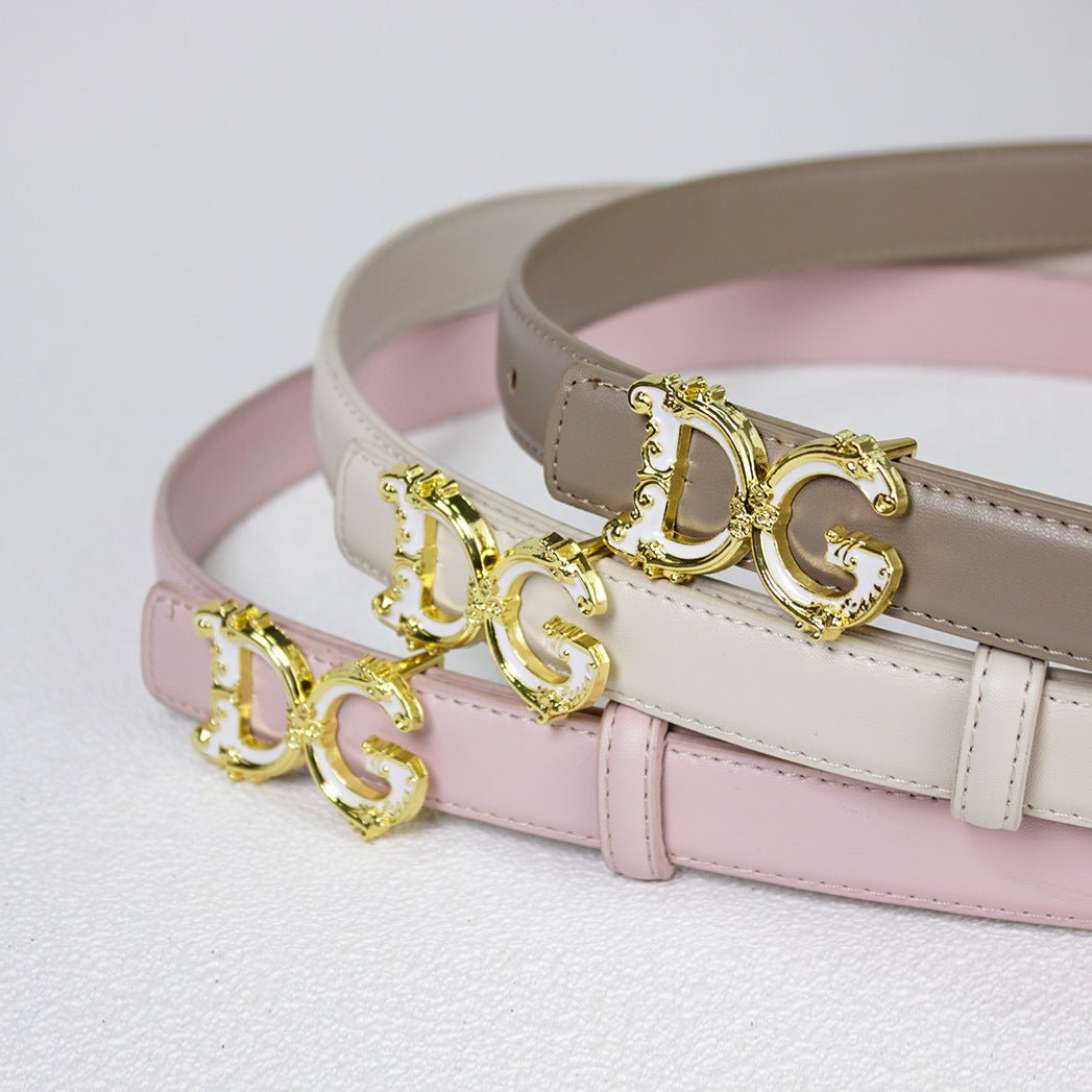 Women's Slim Adjustable Belt with Ornate Buckle