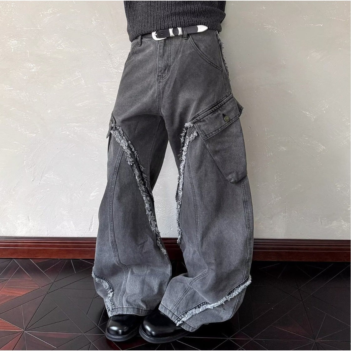 Patchwork Luxe Wide Leg Pants For Men