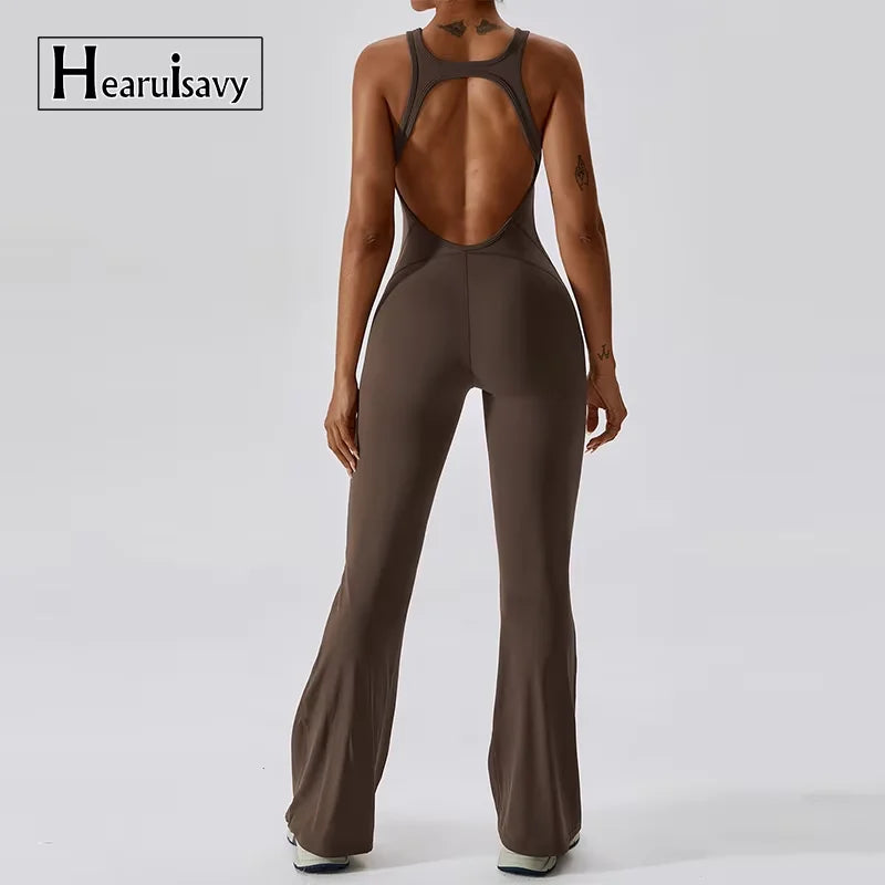 Women's Performance V Jumpsuit Gym Set - Yoga and Fitness Bodysuit