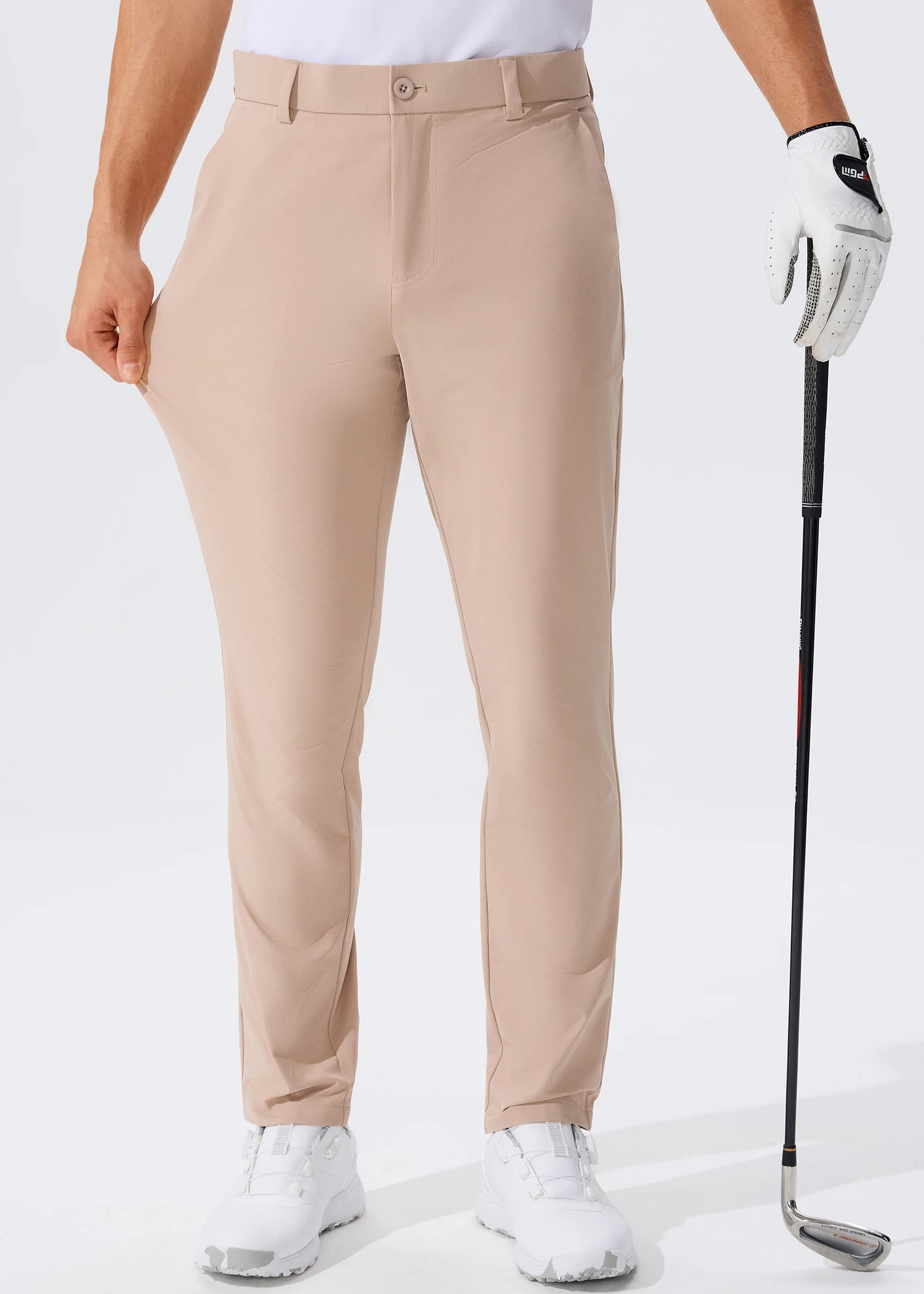 Men'S Casual Golf Pants, Stretch Slim Straight Lightweight Quality Business Pants Golf Sports Trousers 30-34 Inseam Length
