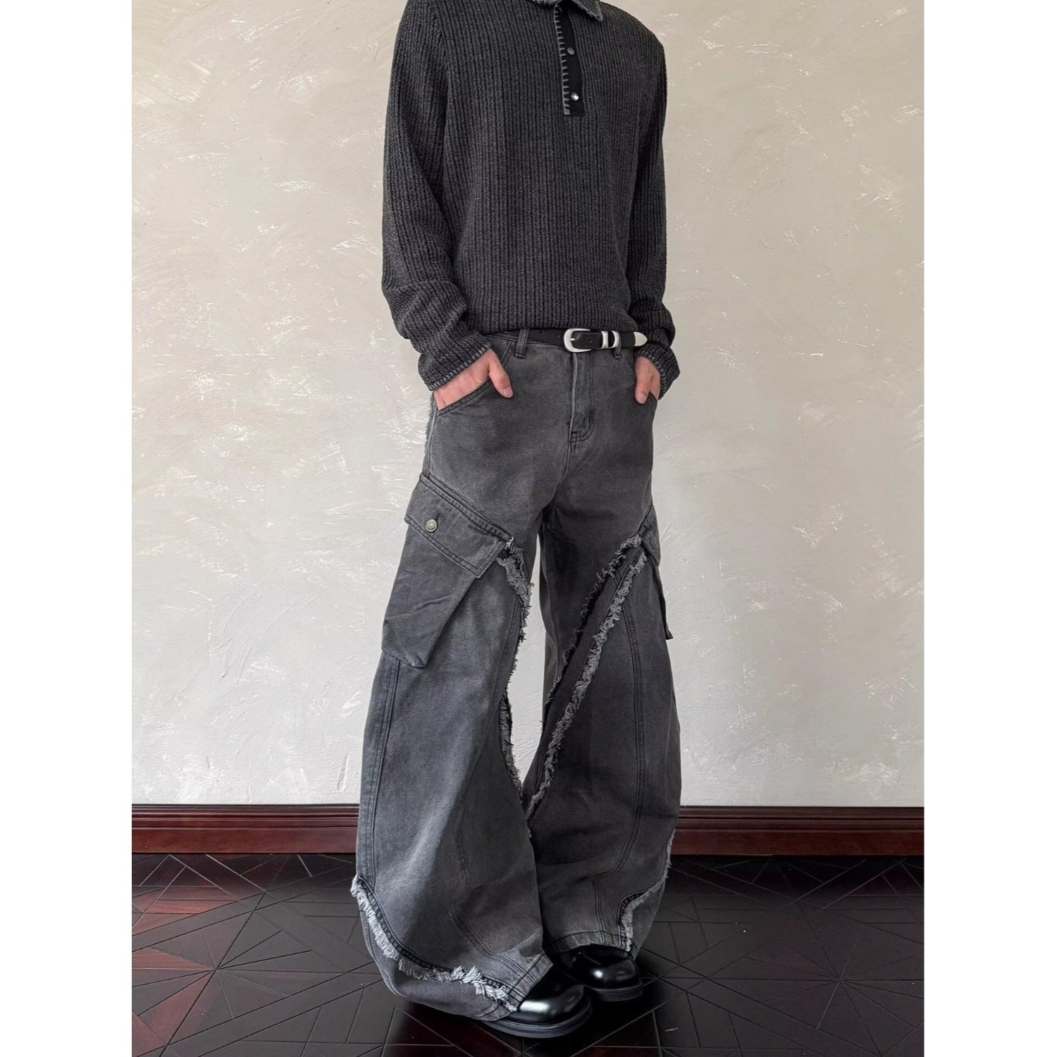 Patchwork Luxe Wide Leg Pants For Men