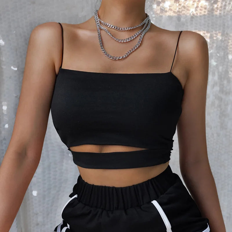 2025 Must-Have Summer Cut-Out Crop Top for Women - Chic Sleeveless Blouse & Tank Vest
