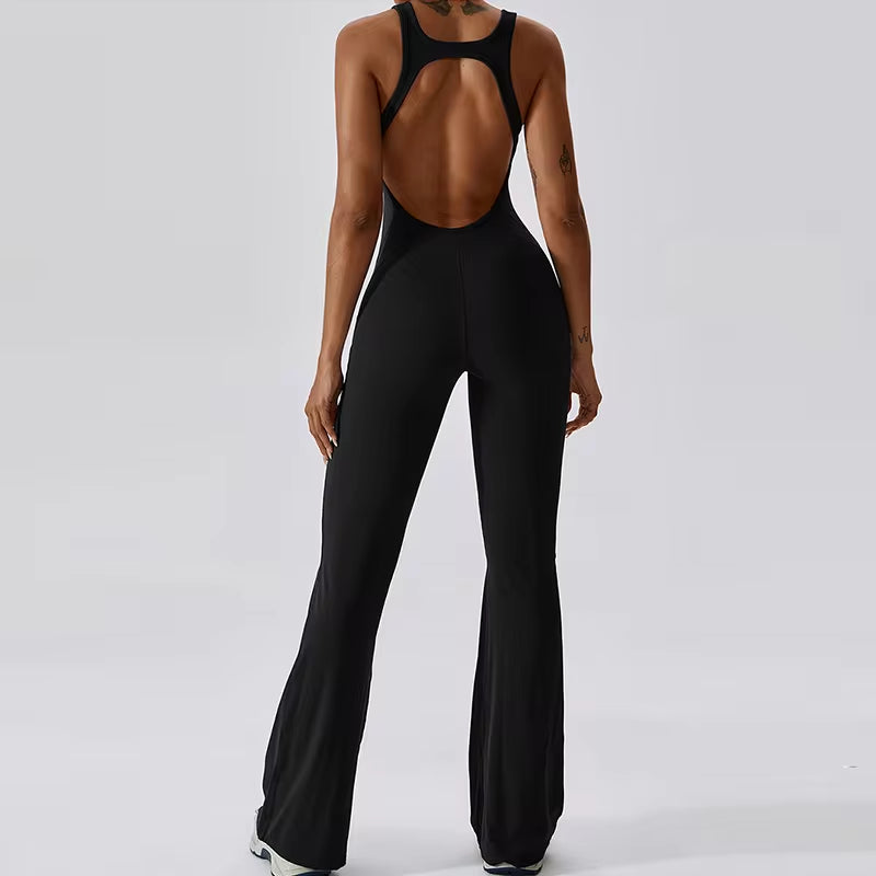 Women's Performance V Jumpsuit Gym Set - Yoga and Fitness Bodysuit