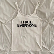 Aesthetic Goth "I HATE EVERYONE" Y2K Crop Top - Trendy Women's Short Sleeve Streetwear Tee