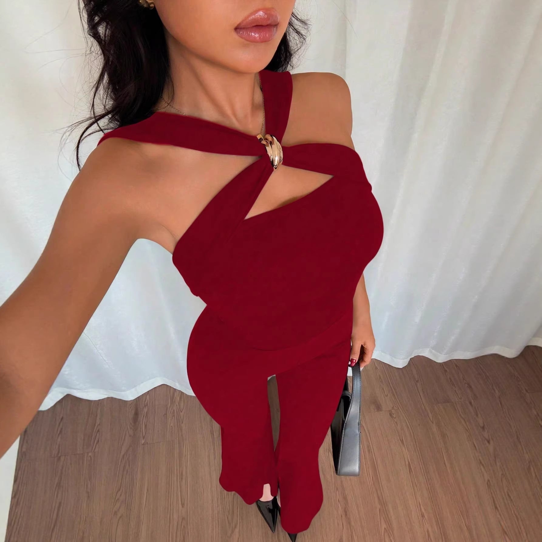 Buckle Accent Flared Jumpsuit With Sleek Silhouette For Effortless Day To Night Style
