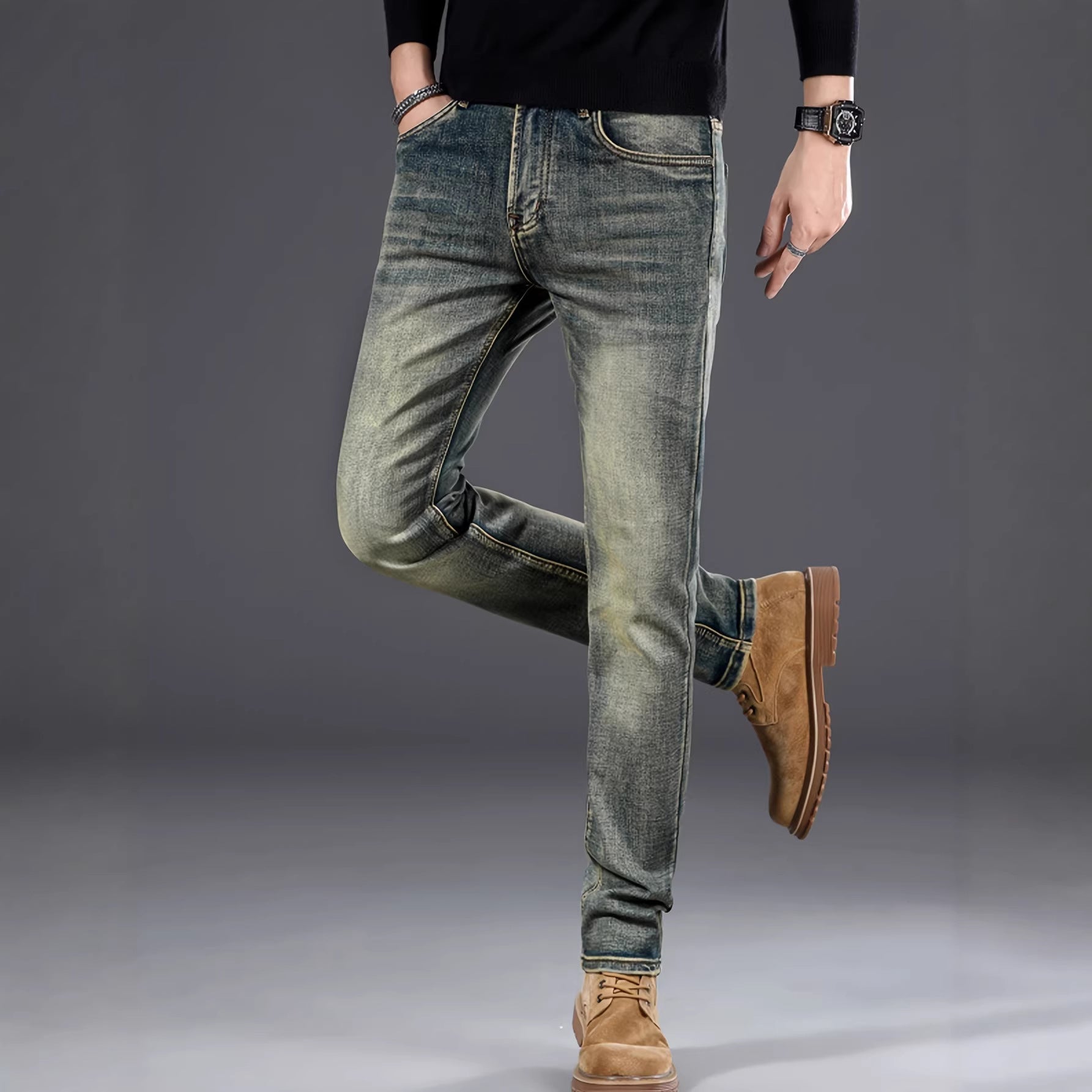 Elevate Mens Casual Slim Stretch Jeans